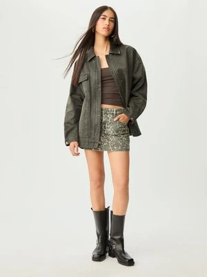 Stradivarius Kurtka woskowana oversize  Czarny