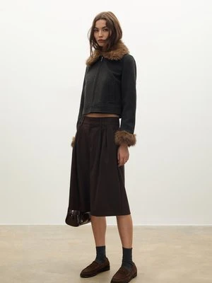 Stradivarius Kurtka z detalem ze sztucznego futra  Ciemnoszary