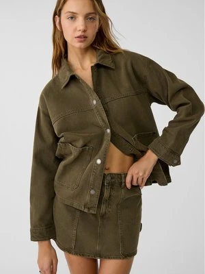 Stradivarius Kurtka z diagonalu z kieszeniami  Khaki