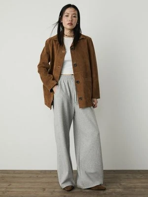 Stradivarius Kurtka z kieszeniami 100% skóra  Brązowy