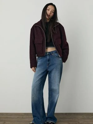 Stradivarius Kurtka z kieszeniami boucle  Fioletowy