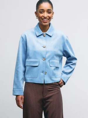 Stradivarius Kurtka z kieszeniami z imitacji zamszu  Błękitny