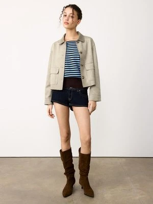 Stradivarius Kurtka z kieszeniami z imitacji zamszu  Kamień