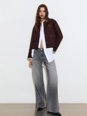 Stradivarius Kurtka z kieszeniami z imitacji zamszu  Wiśniowy