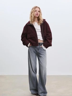 Stradivarius Kurtka z kieszeniami z tkaniny bouclé  Fioletowy
