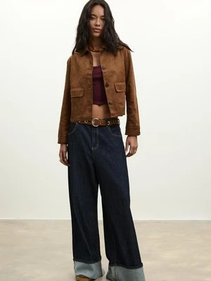 Stradivarius Kurtka z kieszeniami ze sztucznego zamszu  Brązowy