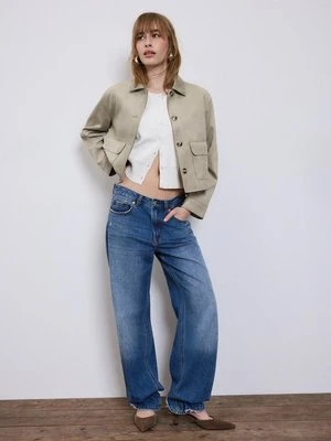 Stradivarius Kurtka z kieszeniami ze sztucznego zamszu  Kamień