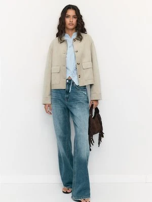 Stradivarius Kurtka z kieszeniami ze sztucznego zamszu  Kamień