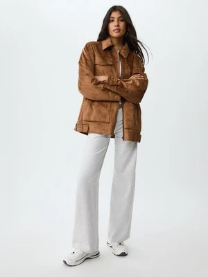 Stradivarius Kurtka z klamrami ze sztucznego zamszu  Karmelowy