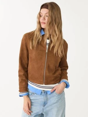 Stradivarius Kurtka z zamkiem błyskawicznym ze sztucznego zamszu  Brązowy