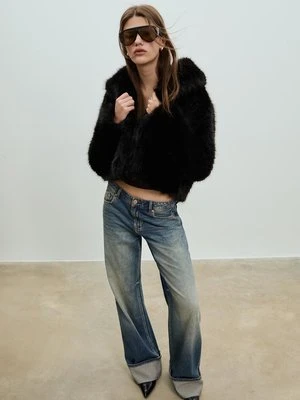 Stradivarius Kurtka ze sztucznego futra  Czarny