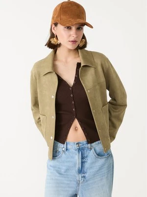 Zdjęcie produktu Stradivarius Kurtka ze sztucznego zamszu  Ciemnozielony