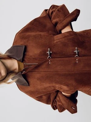 Stradivarius Kurtka z efektem zamszu z zapięciami na kołeczki  Brązowy