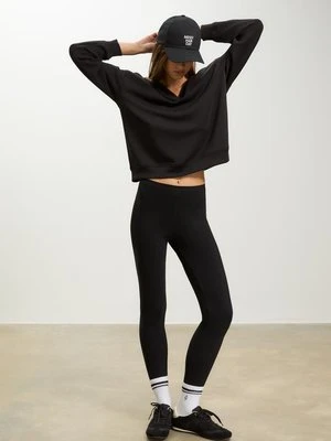 Stradivarius Legginsy bawełniane z niewidocznymi szwami  Czarny