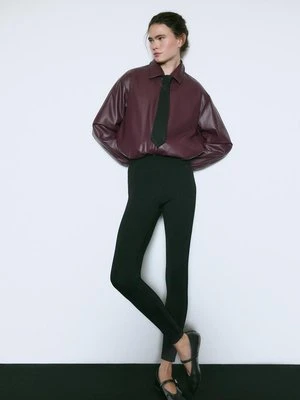 Stradivarius Legginsy z łączonym pasem  Czarny