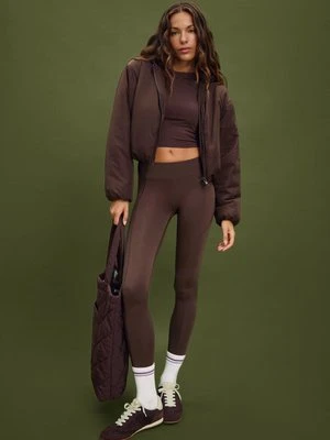 Stradivarius Legginsy z wycięciami do kostki  Brązowy