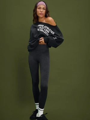 Stradivarius Legginsy z wysokim stanem z efektem sprania  Ciemnoszary