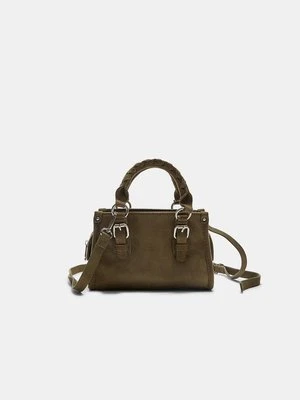 Stradivarius Listonoszka z uchwytem w formie plecionki  Khaki
