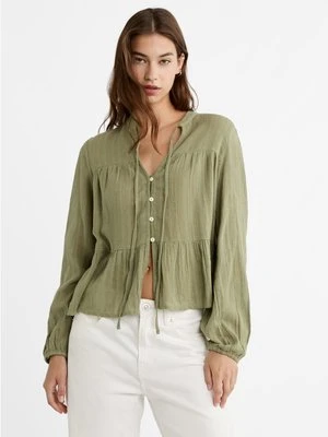 Stradivarius Luźna bluzka w stylu boho  Khaki