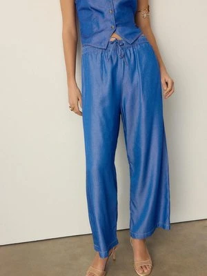 Stradivarius Luźne jeansowe spodnie culotte  ŚREDNI NIEBIESKI DENIM