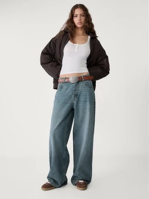 Stradivarius Luźne jeansy baggy  Denimowy granatowy;