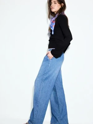 Stradivarius Luźne jeansy ze sznurkiem  ŚREDNI NIEBIESKI DENIM