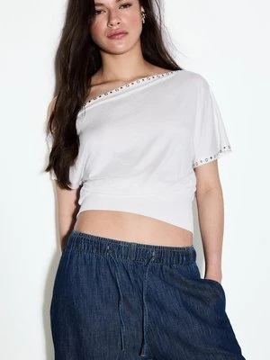 Stradivarius Luźne jeansy ze sznurkiem  WYBLAKŁY DENIM