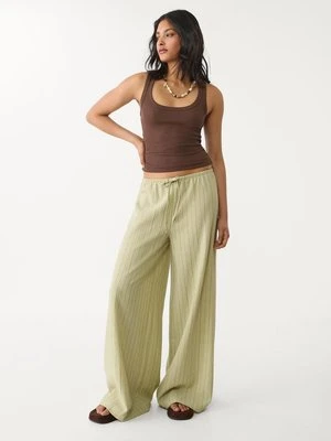 Stradivarius Luźne spodnie w prążki  Khaki