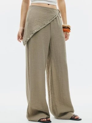Stradivarius Luźne spodnie z apaszką  Szary