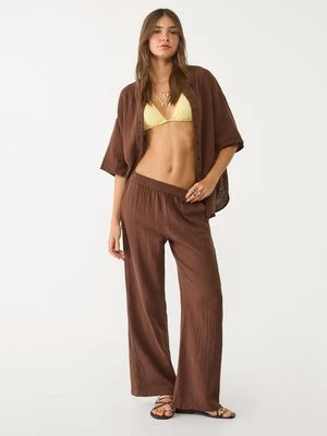 Stradivarius Luźne spodnie z elastyczną talią  Brązowy