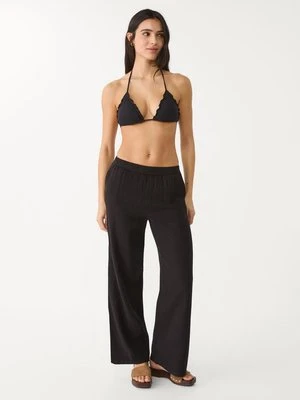 Stradivarius Luźne spodnie z elastyczną talią  Czarny