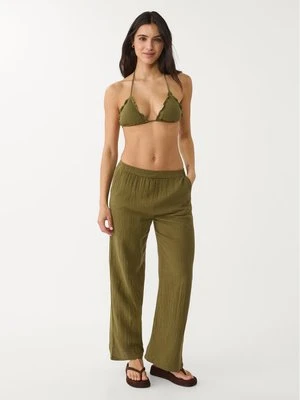 Stradivarius Luźne spodnie z gumką w pasie  Khaki