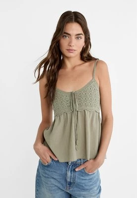 Stradivarius Luźny szydełkowy top  Khaki