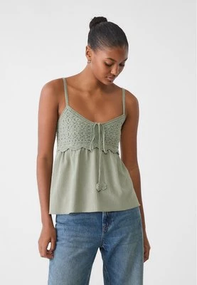 Stradivarius Luźny szydełkowy top  Khaki