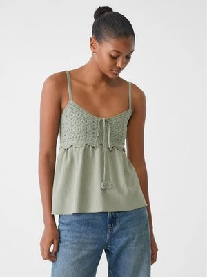 Stradivarius Luźny szydełkowy top  Khaki