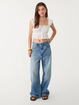 Stradivarius Luźny top z falbanami  Biały