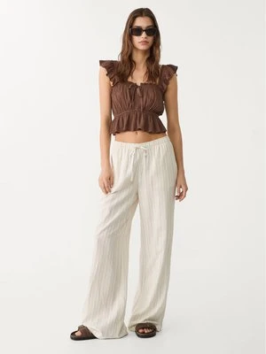 Stradivarius Luźny top z falbanami  Brązowy