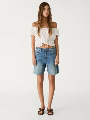 Stradivarius Luźny top z guzikami  Biały