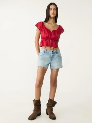 Stradivarius Luźny top z guzikami  Ciemnoczerwony