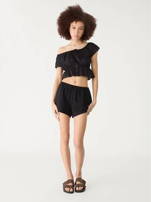 Stradivarius Luźny top z guzikami  Czarny