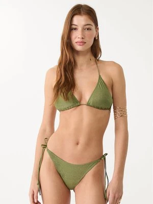 Stradivarius Majtki kąpielowe z błyszczącą nitką  Khaki