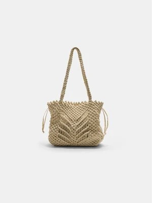 Stradivarius Makramowa torba tote  Ecru