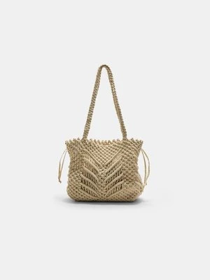 Stradivarius Makramowa torba tote  Ecru