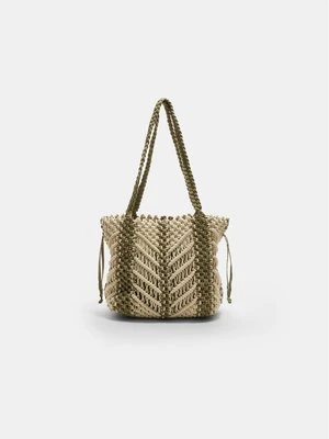 Stradivarius Makramowa torba tote  Khaki