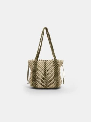 Stradivarius Makramowa torba tote  Khaki