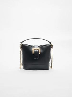 Stradivarius Mała torebka bucket ze sprzączką  Czarny