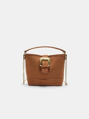 Stradivarius Mała torebka bucket ze sprzączką  Jasny wielbłądzi