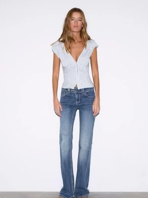 Stradivarius Marszczona koszula z krótkim rękawem  Błękitny