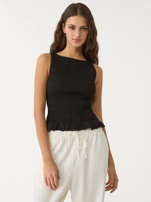 Stradivarius Marszczona koszulka z falbanami  Czarny