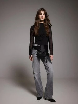 Stradivarius Marszczone body z tiulu  Czarny